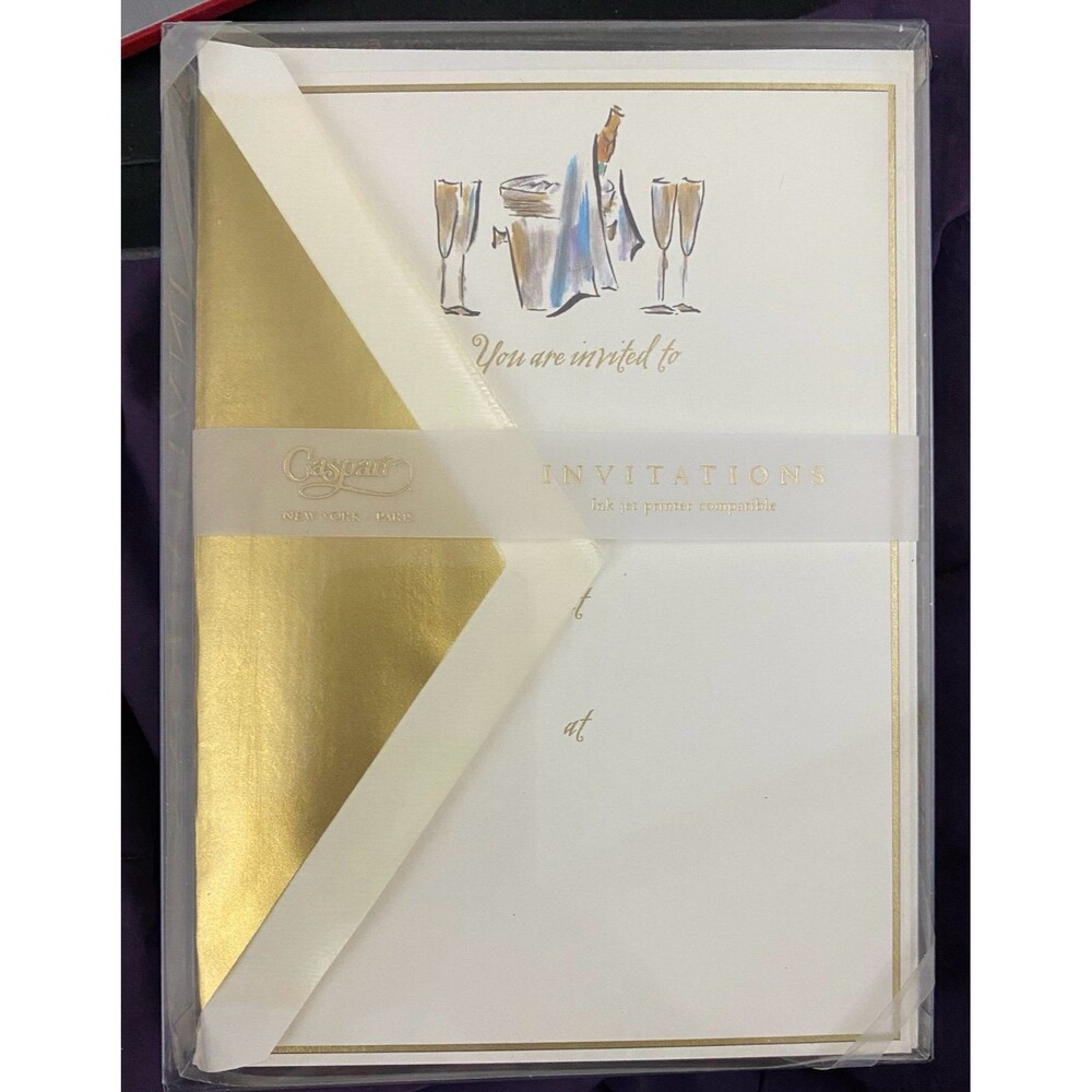 Invitations & Envelopes 2) boxes of 8 Champagne Design Party Invites